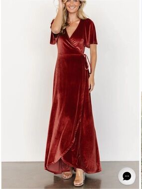 Baltic Born Katelyn Velvet Maxi Wrap Dress - Mulberry